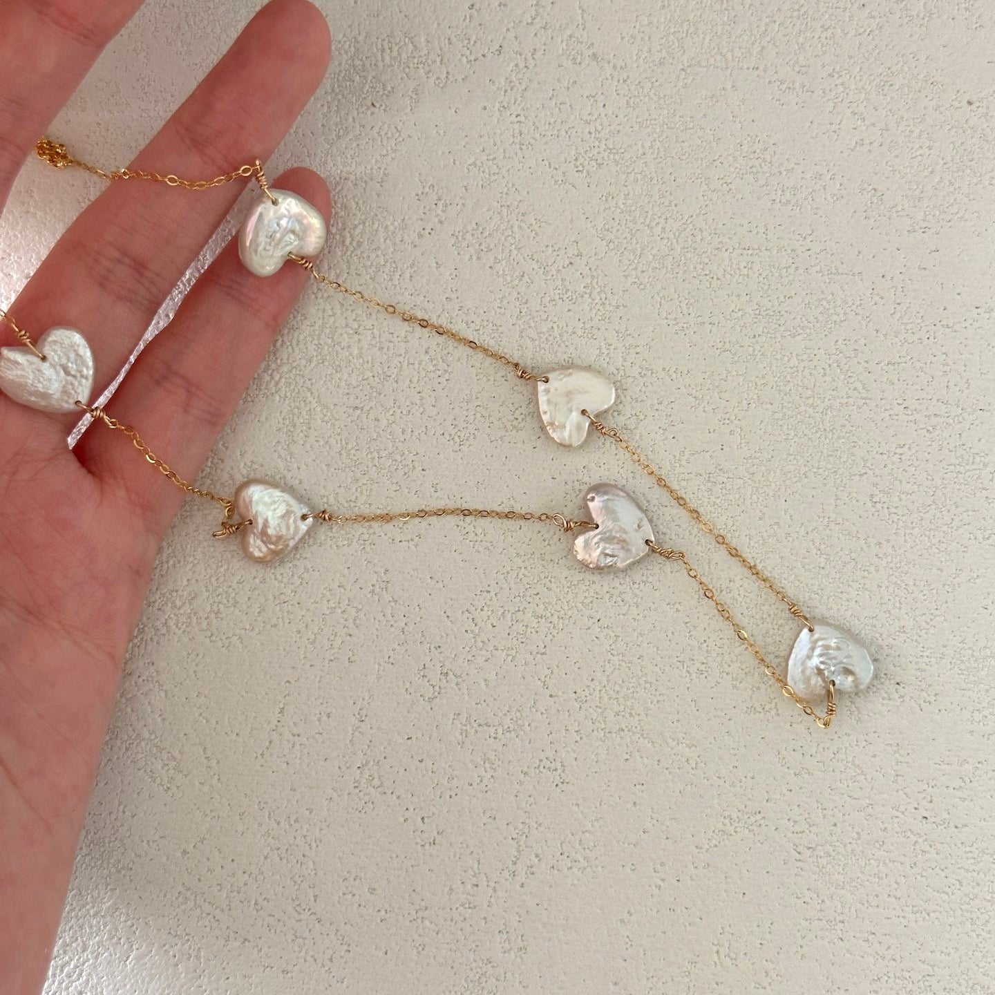 Petite Heart Pearl Chain Necklace