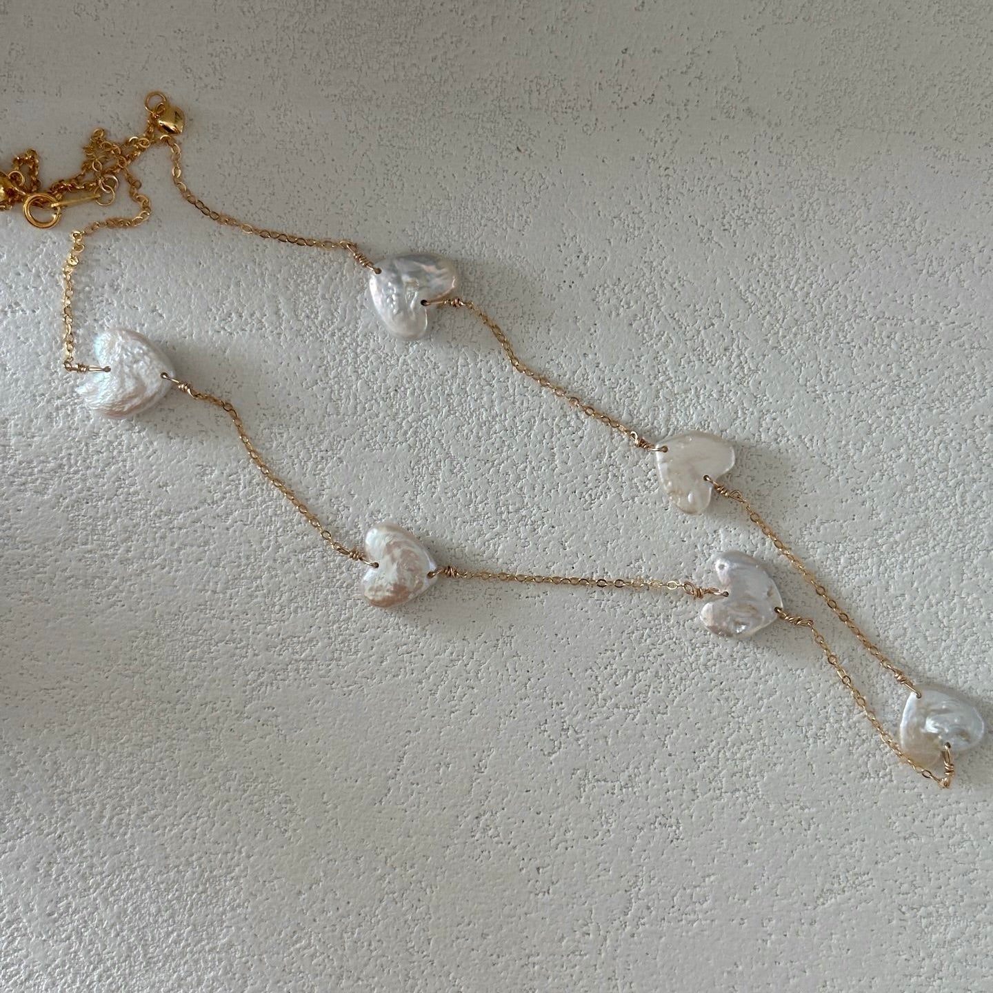 Petite Heart Pearl Chain Necklace