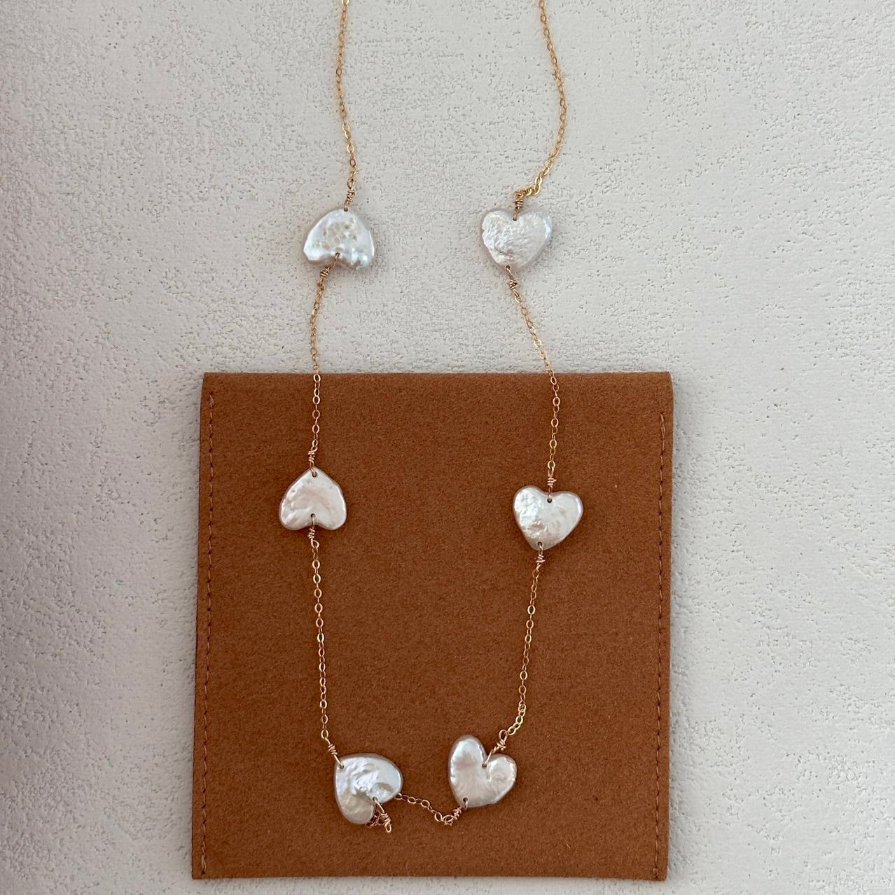 Petite Heart Pearl Chain Necklace