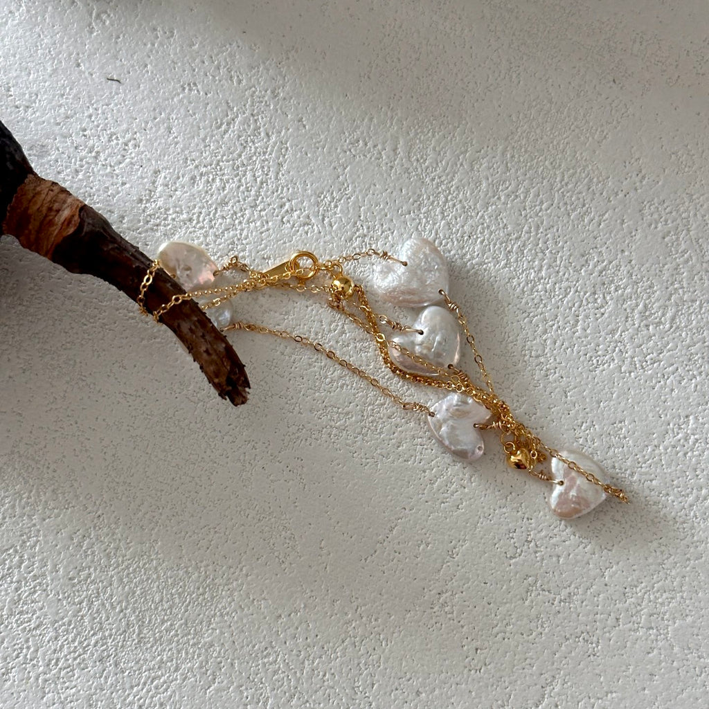 Petite Heart Pearl Chain Necklace