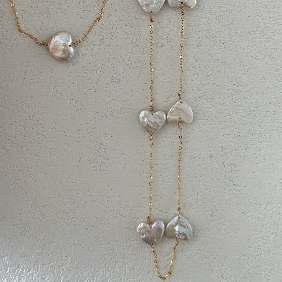 Petite Heart Pearl Chain Necklace