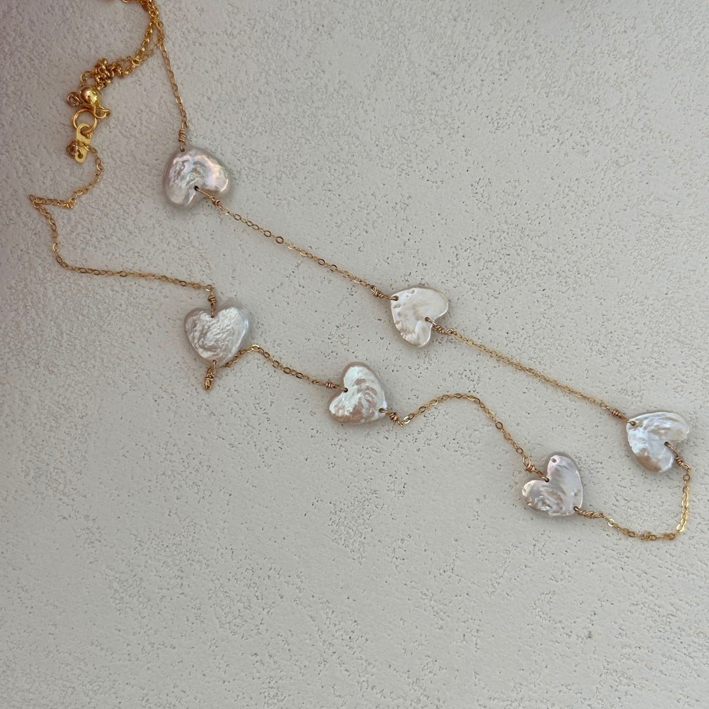 Petite Heart Pearl Chain Necklace