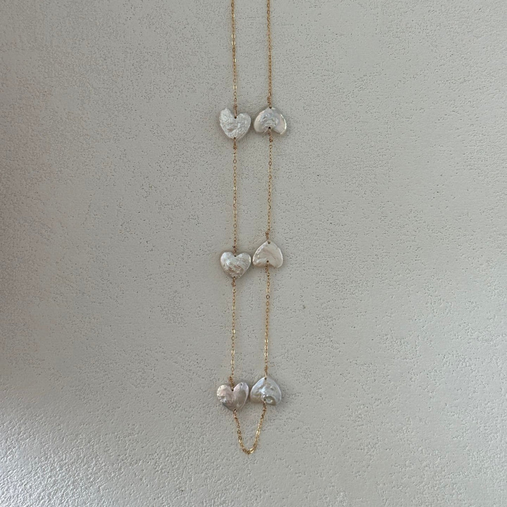 Petite Heart Pearl Chain Necklace