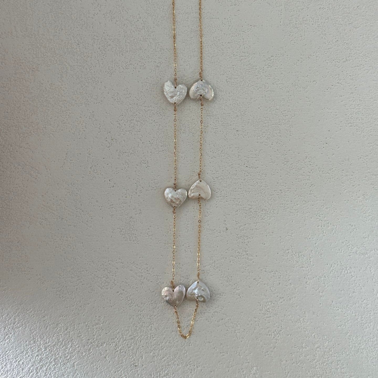 Petite Heart Pearl Chain Necklace