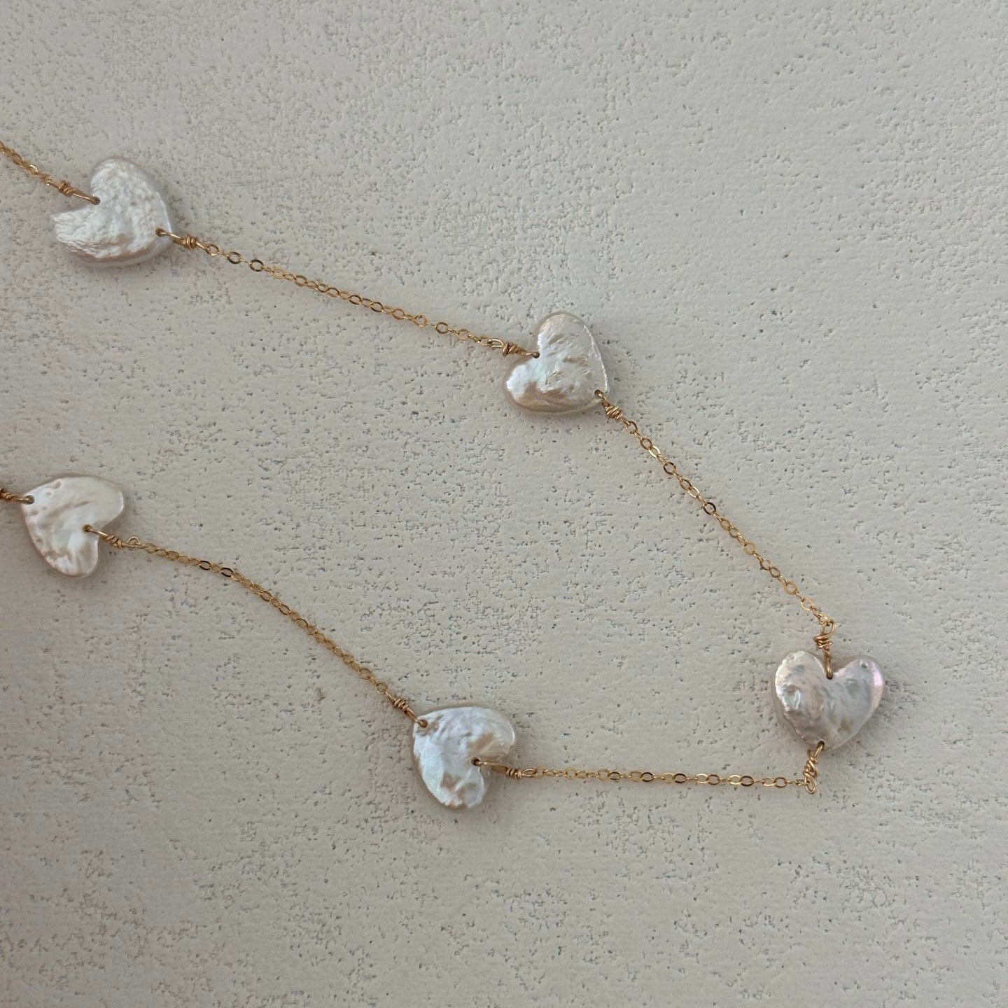 Petite Heart Pearl Chain Necklace
