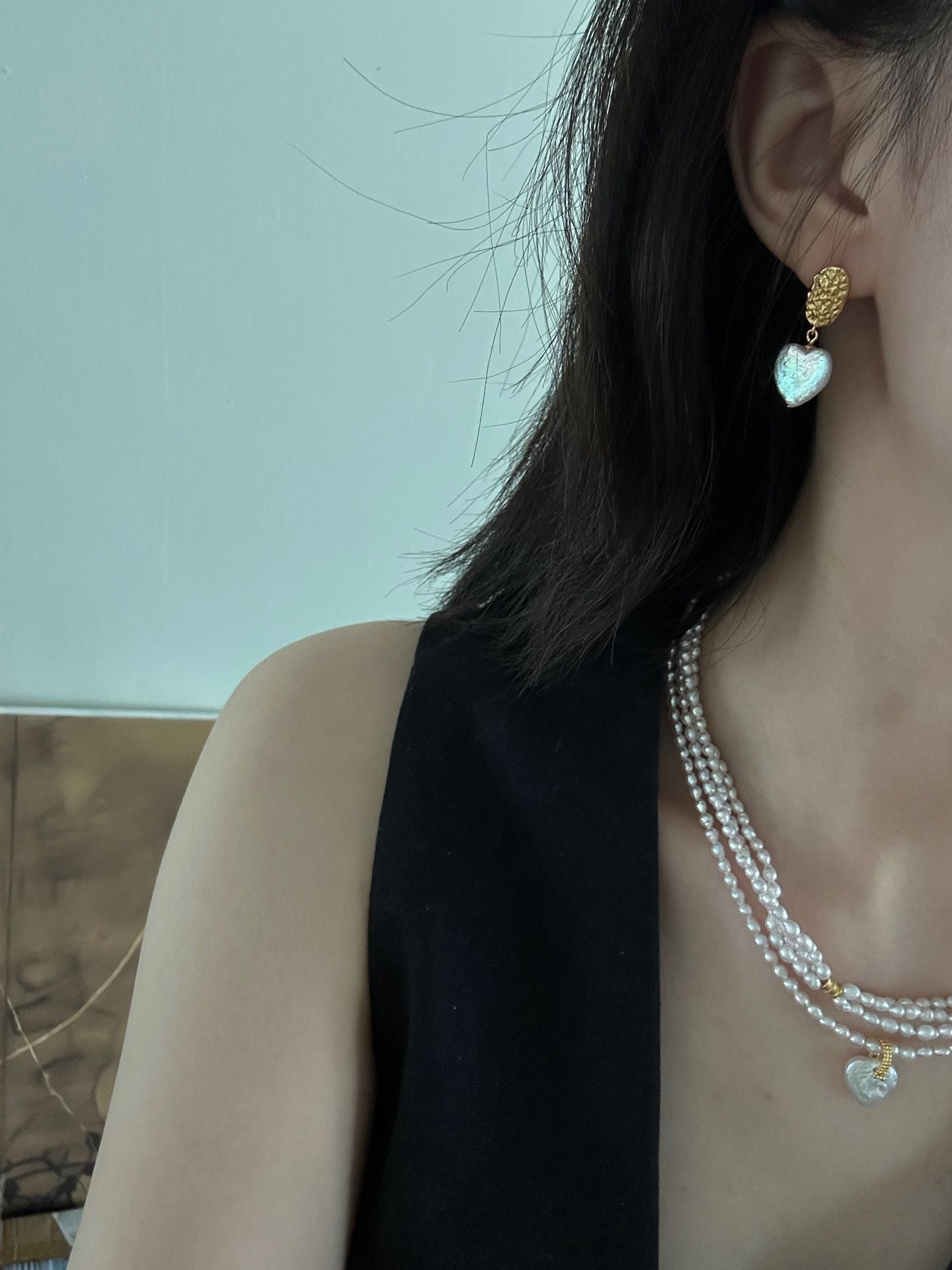 Vintage Heart Baroque Pearl Earrings
