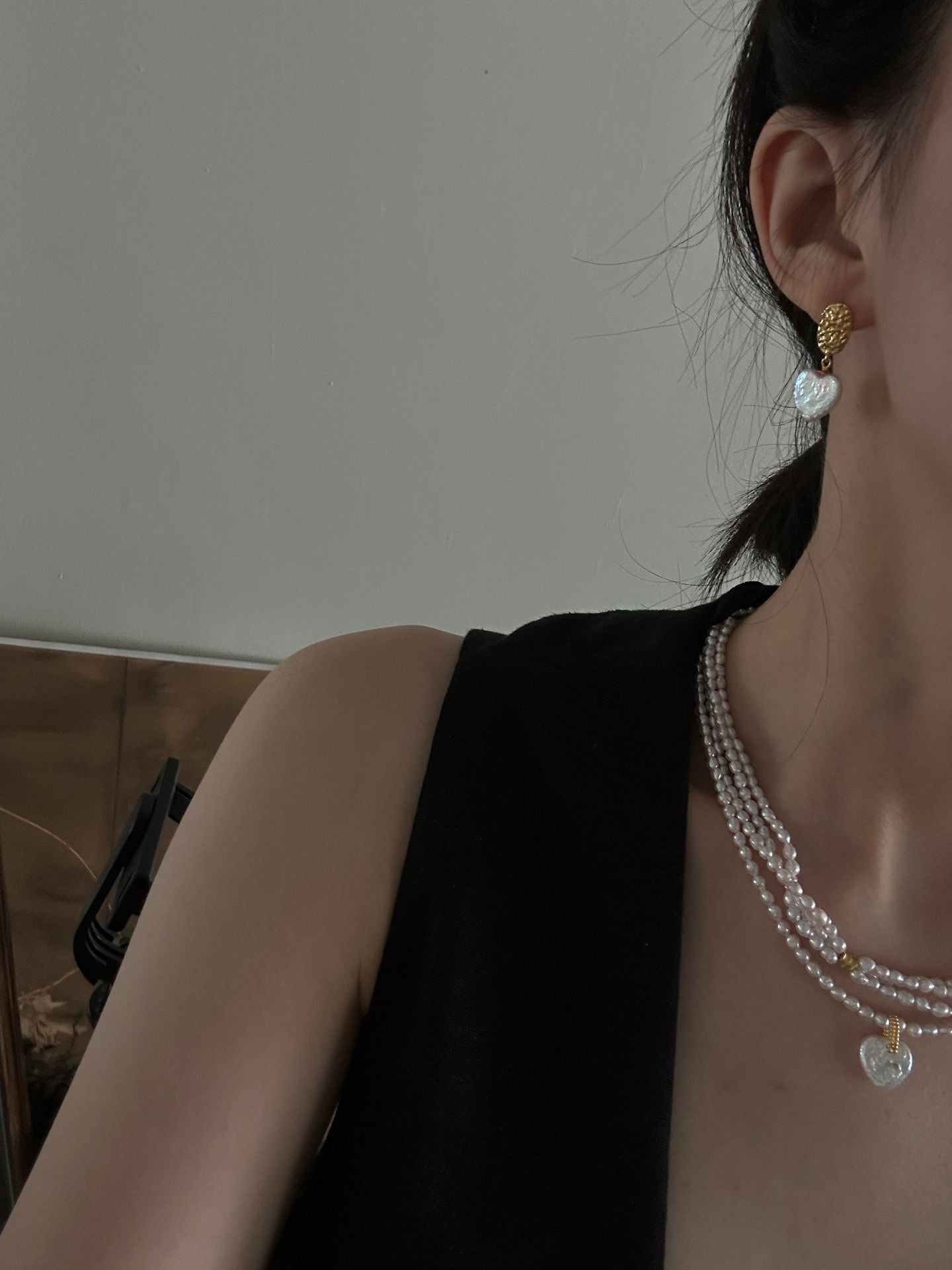Vintage Heart Baroque Pearl Earrings