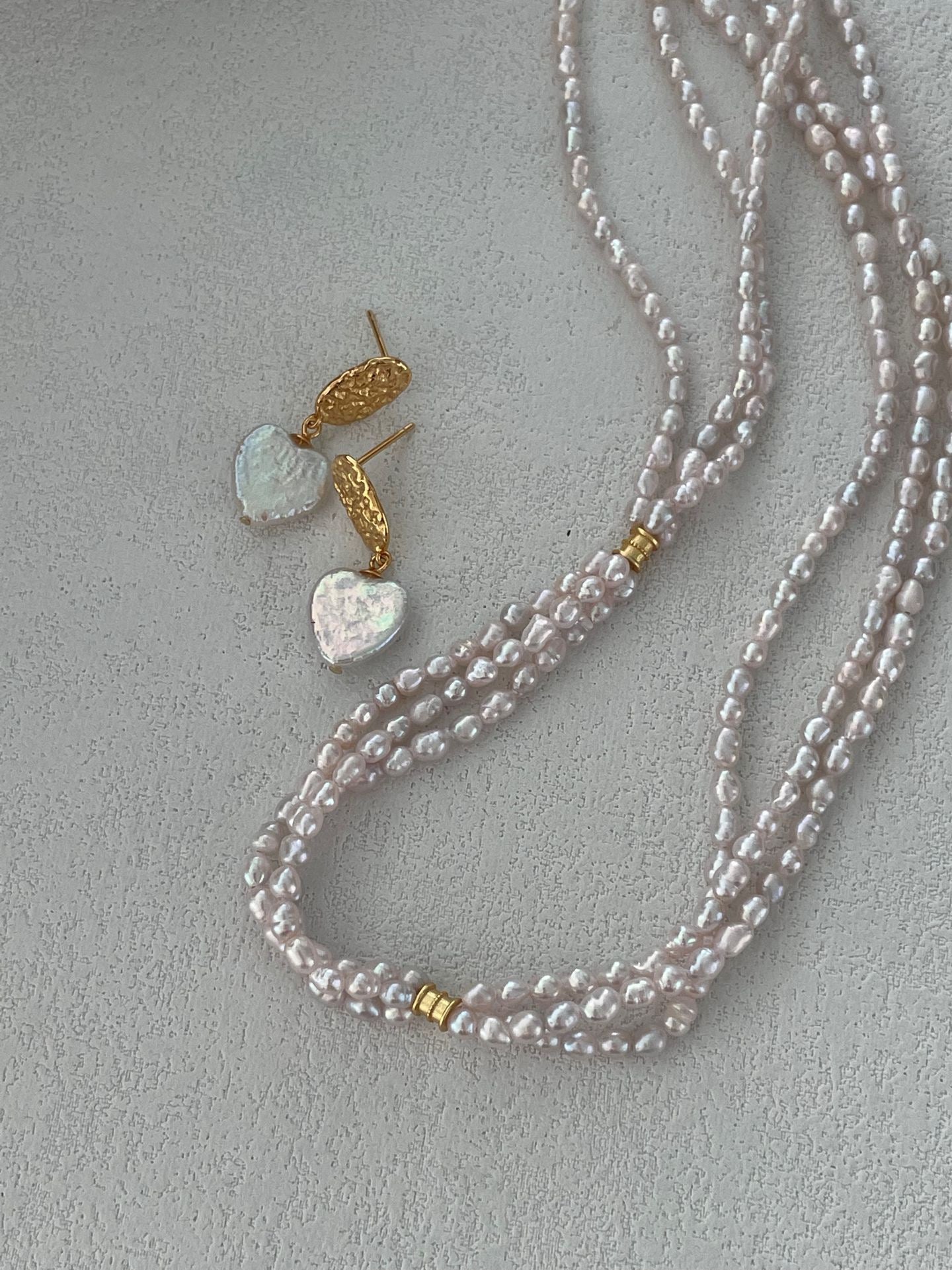 Fairy Pink Freshwater Triple Pearl Necklace