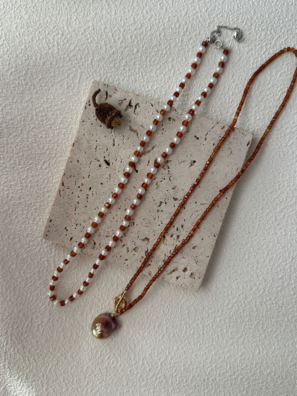 Garnet Pearl Necklace