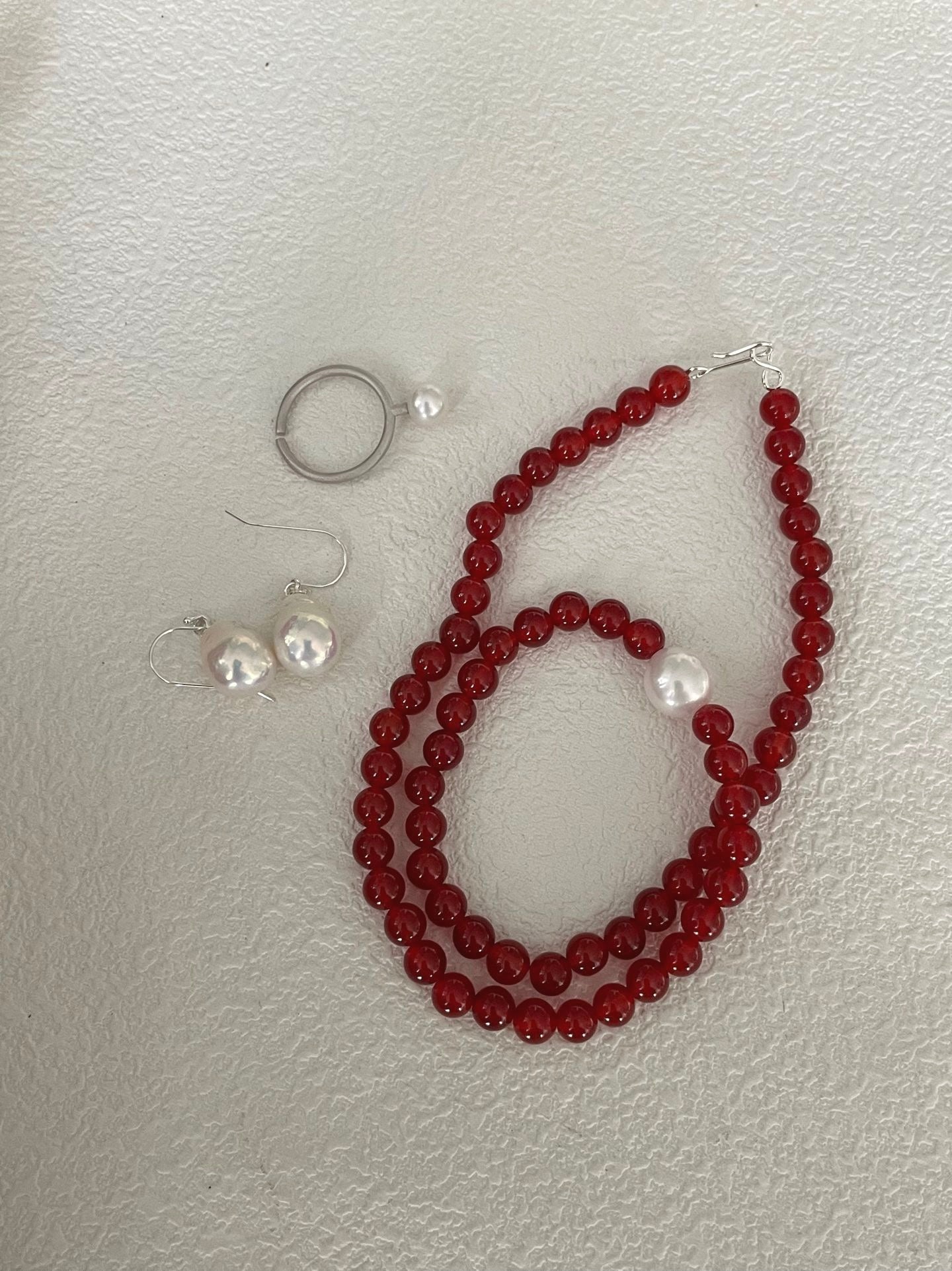 Red Carnelian Beaded Necklace