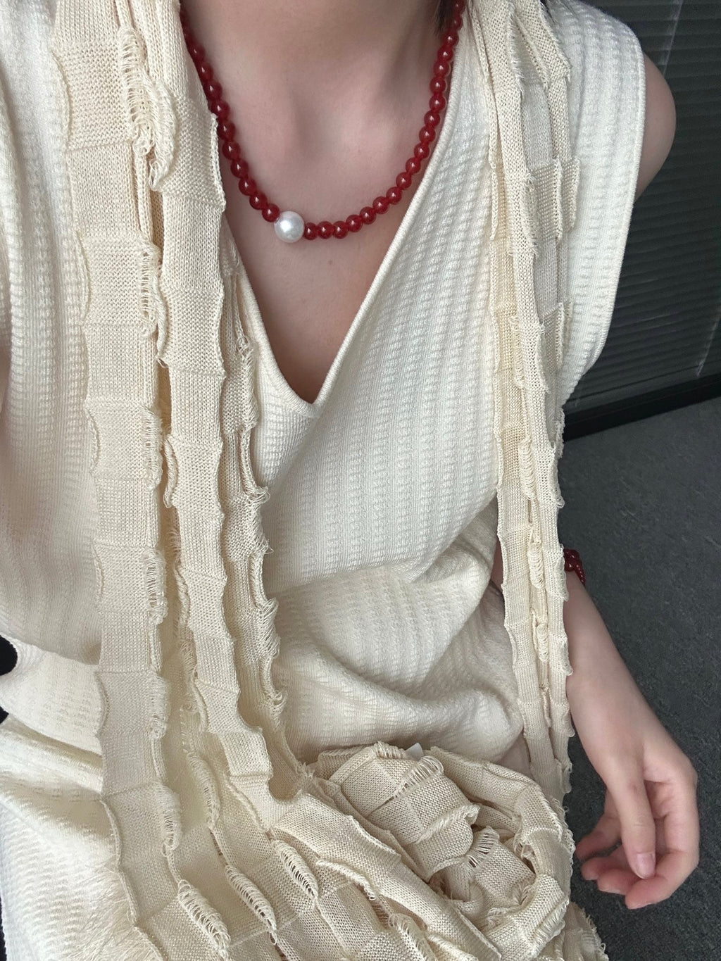 Red Carnelian Beaded Necklace