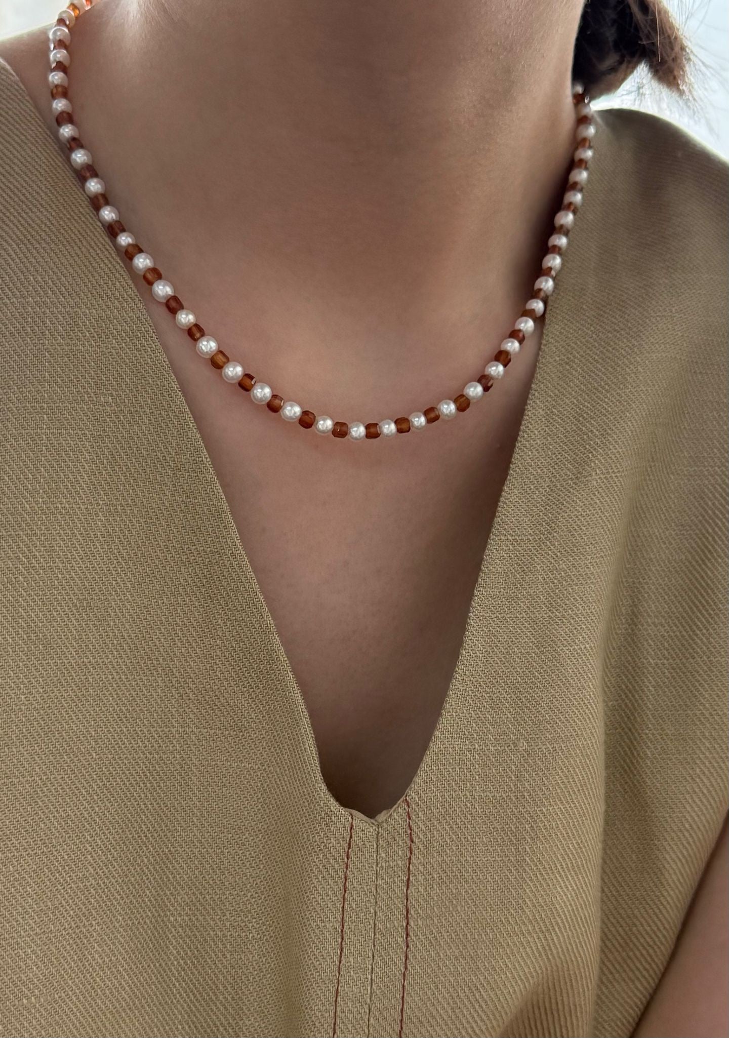 Garnet Pearl Necklace