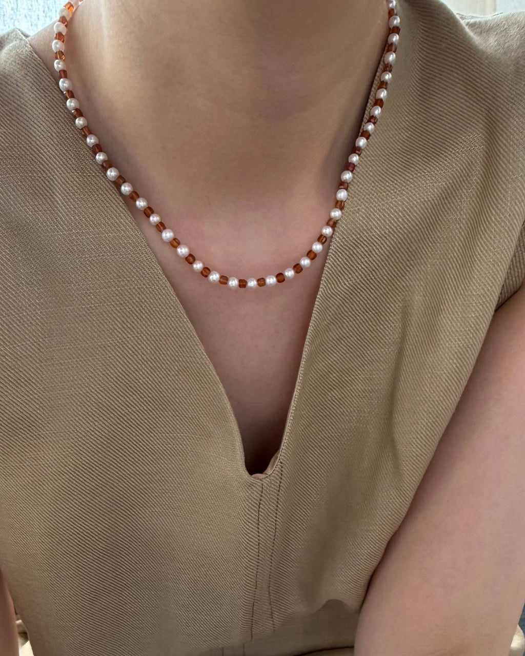 Garnet Pearl Necklace