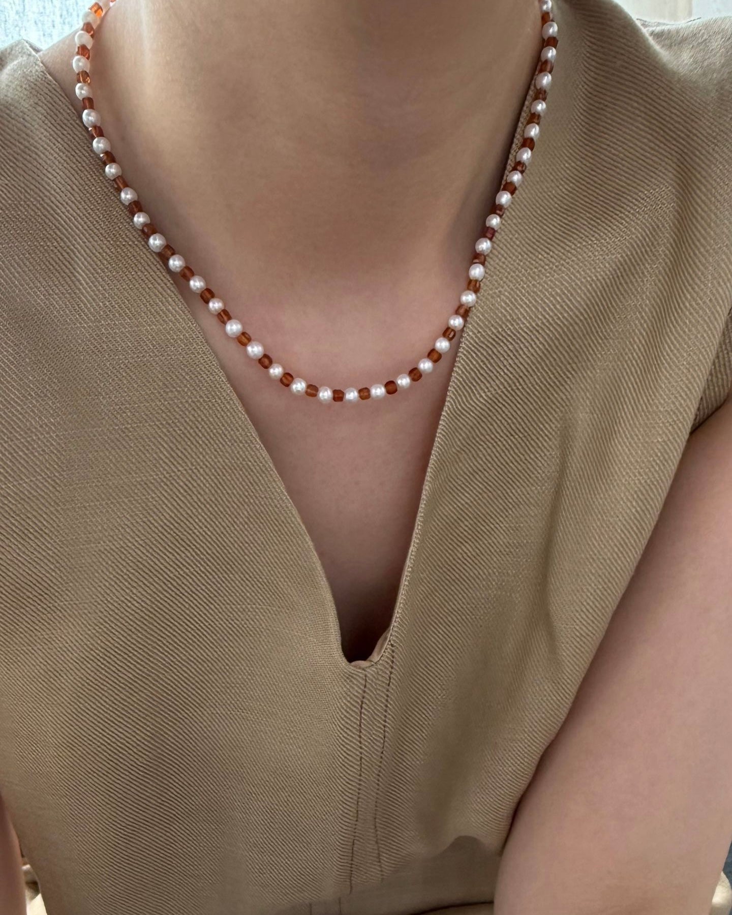 Garnet Pearl Necklace