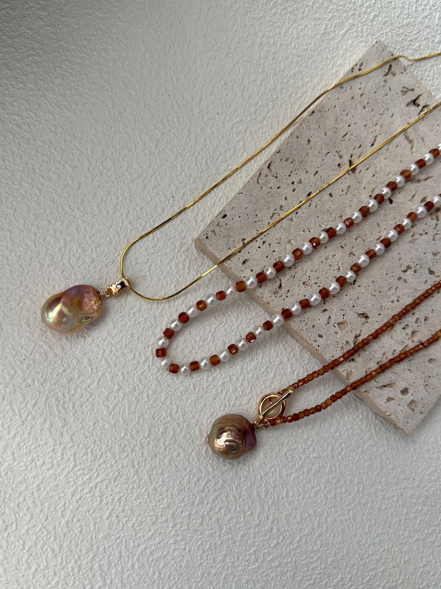 Garnet Pearl Necklace