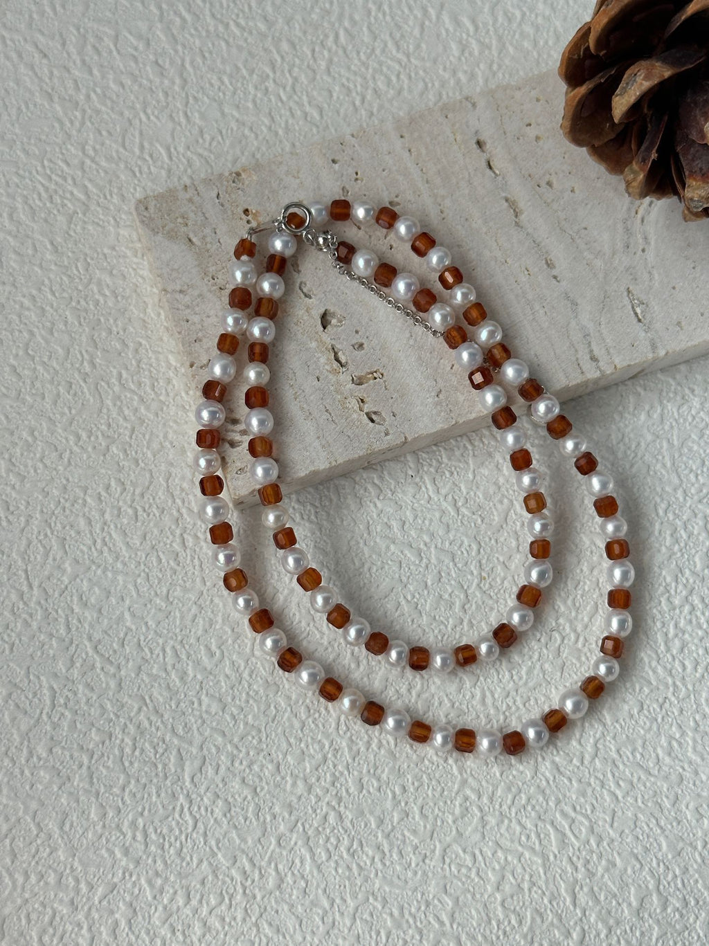 Garnet Pearl Necklace