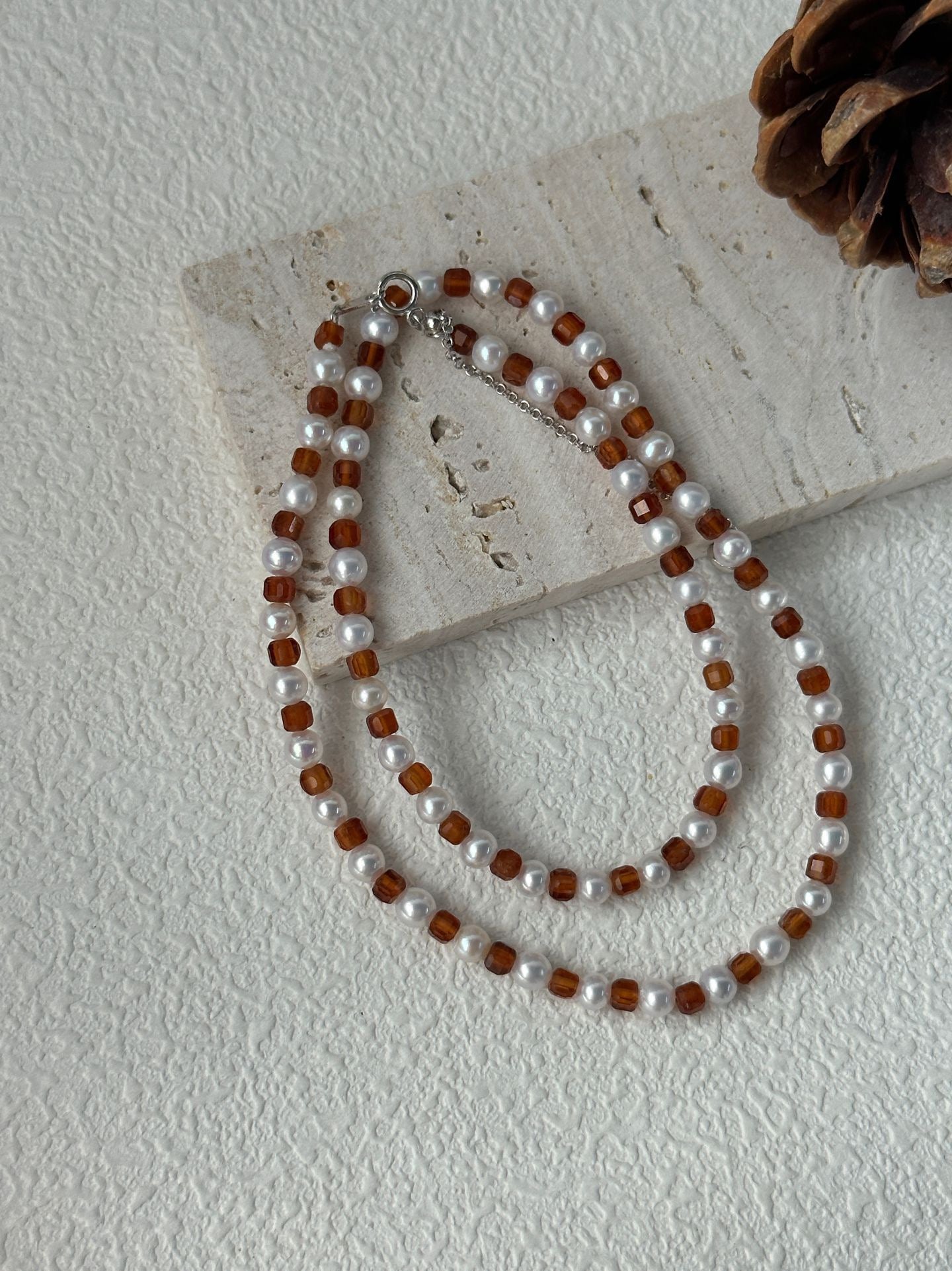 Garnet Pearl Necklace