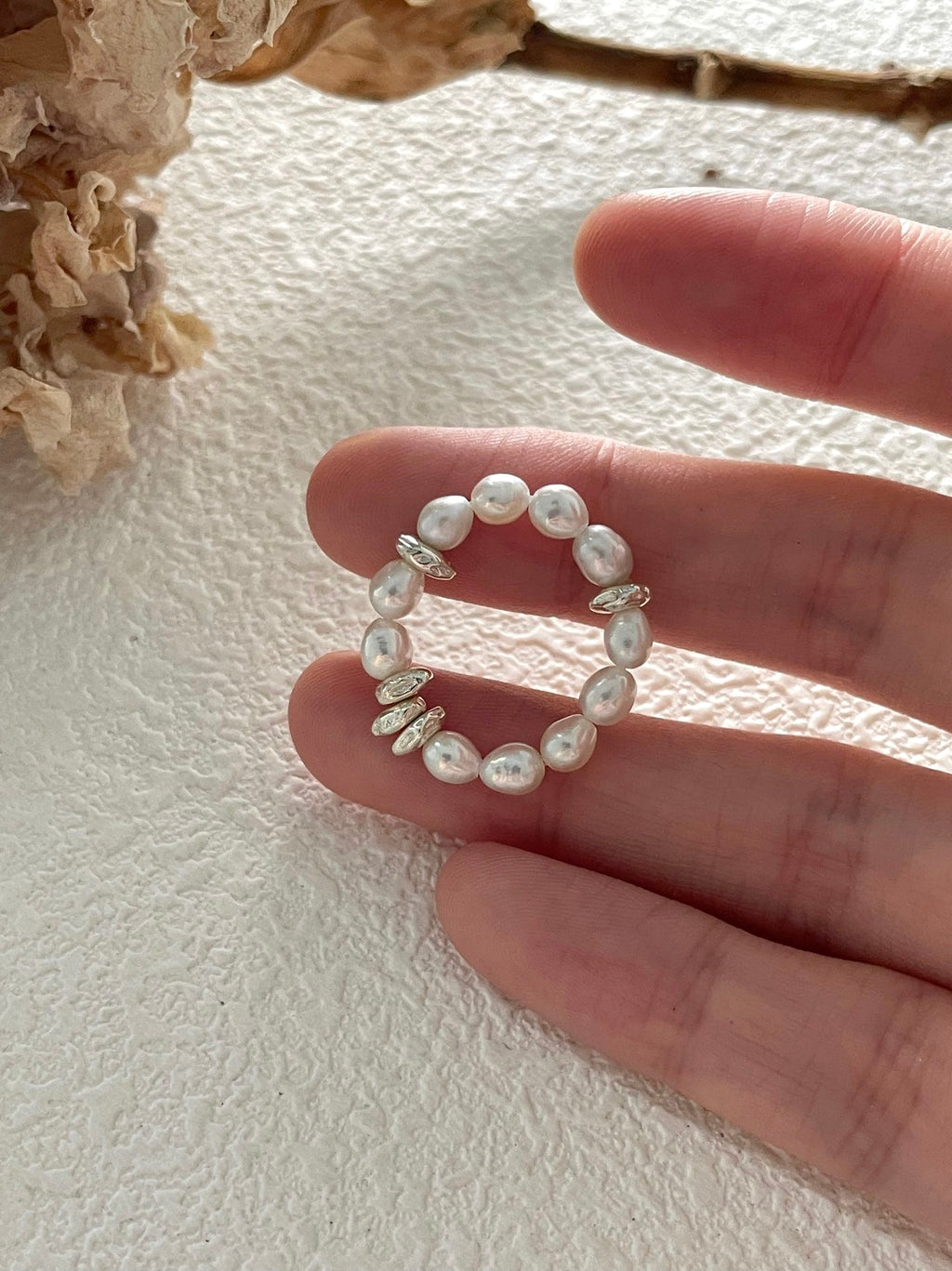 Mini Beaded Pearl Ring