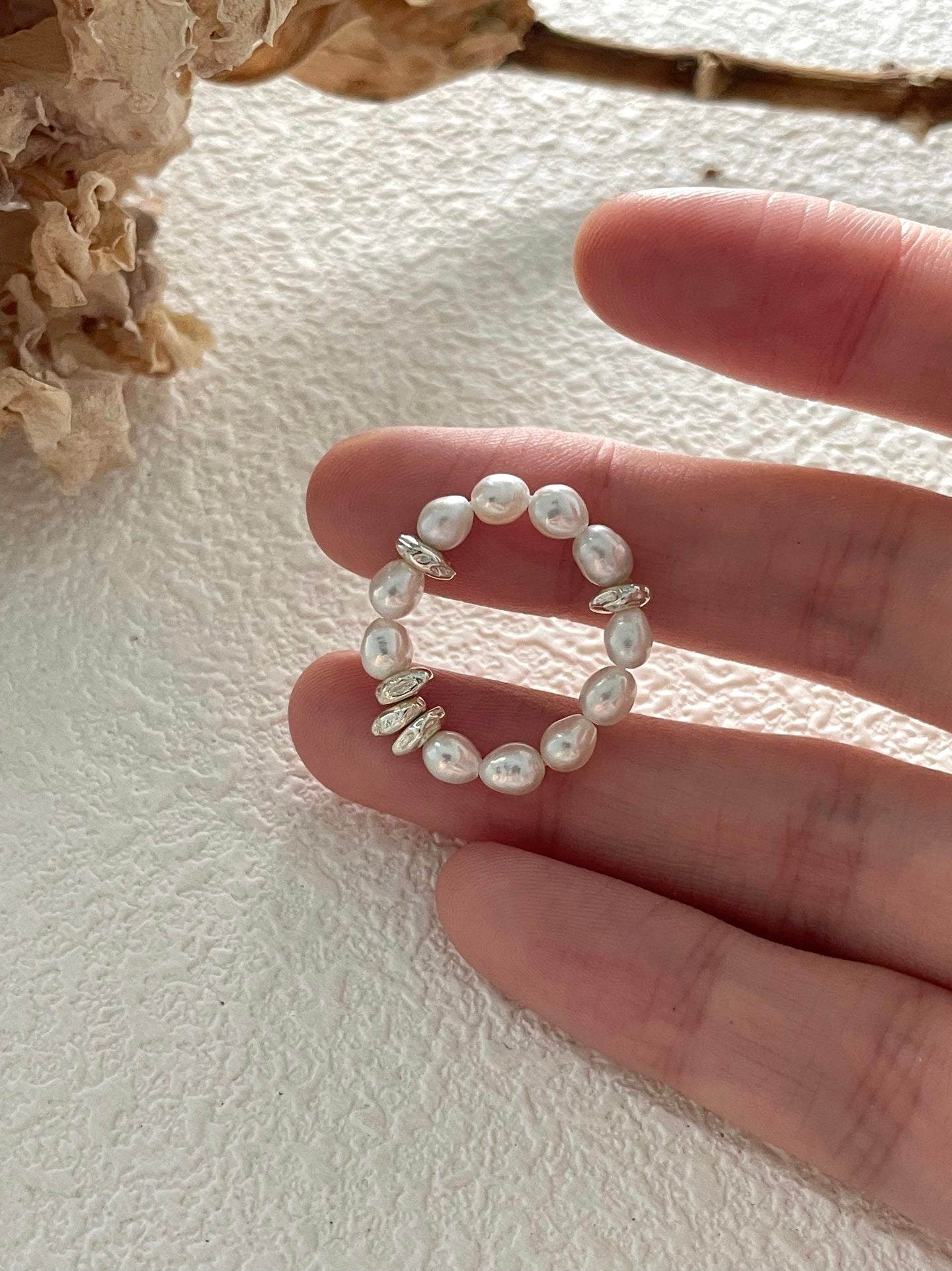 Mini Beaded Pearl Ring