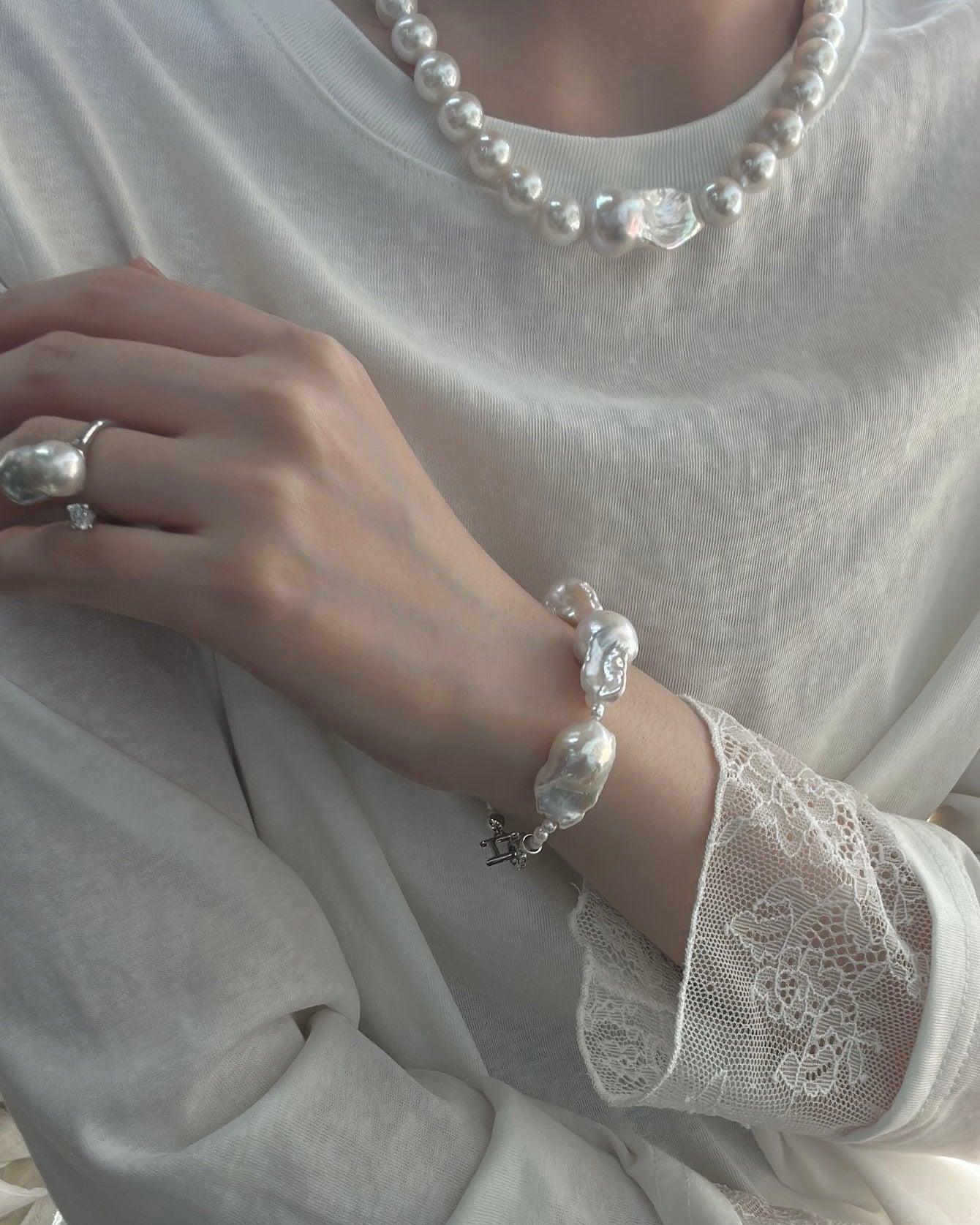 Large Rice Baroque Pearl Bracelet