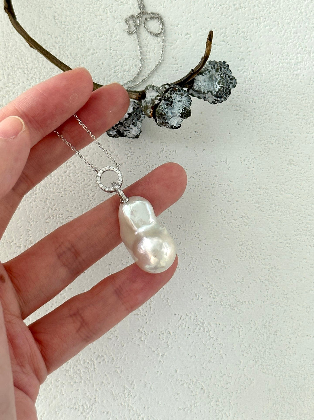 Double Halo Baroque Pearl Necklace