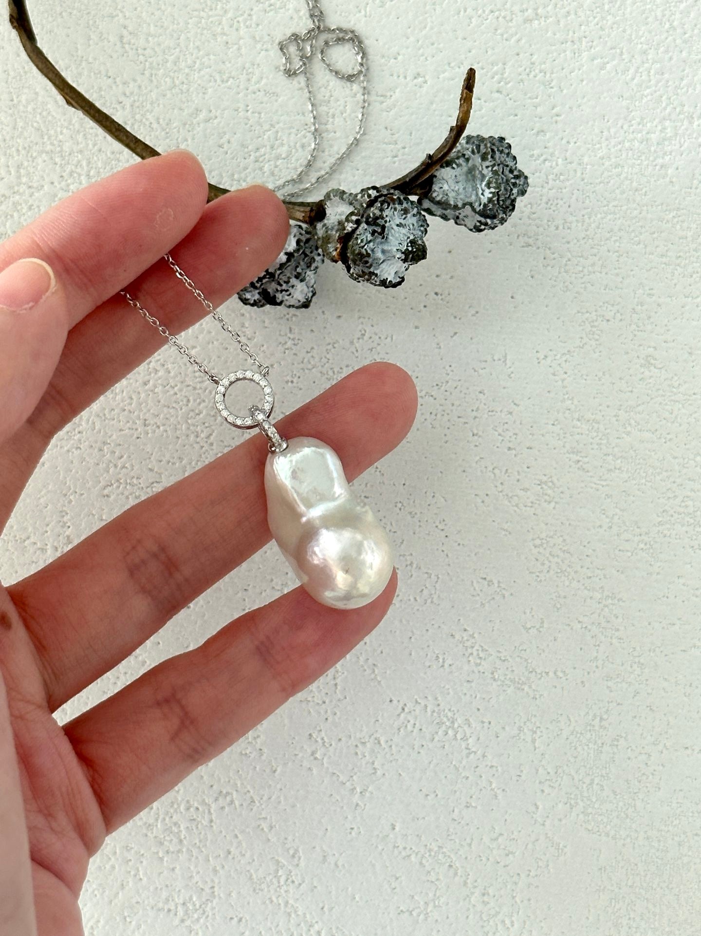 Double Halo Baroque Pearl Necklace