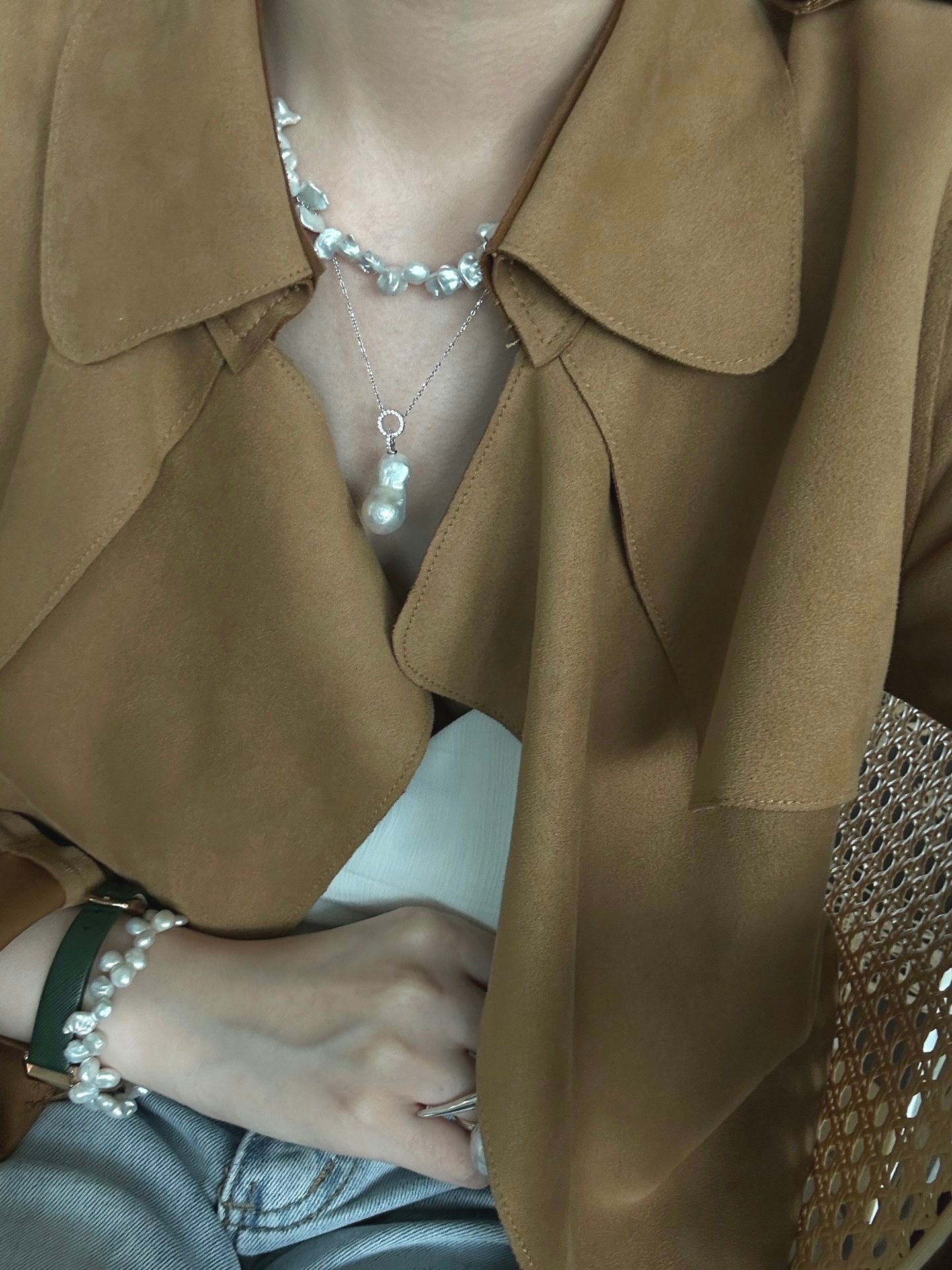 Double Halo Baroque Pearl Necklace