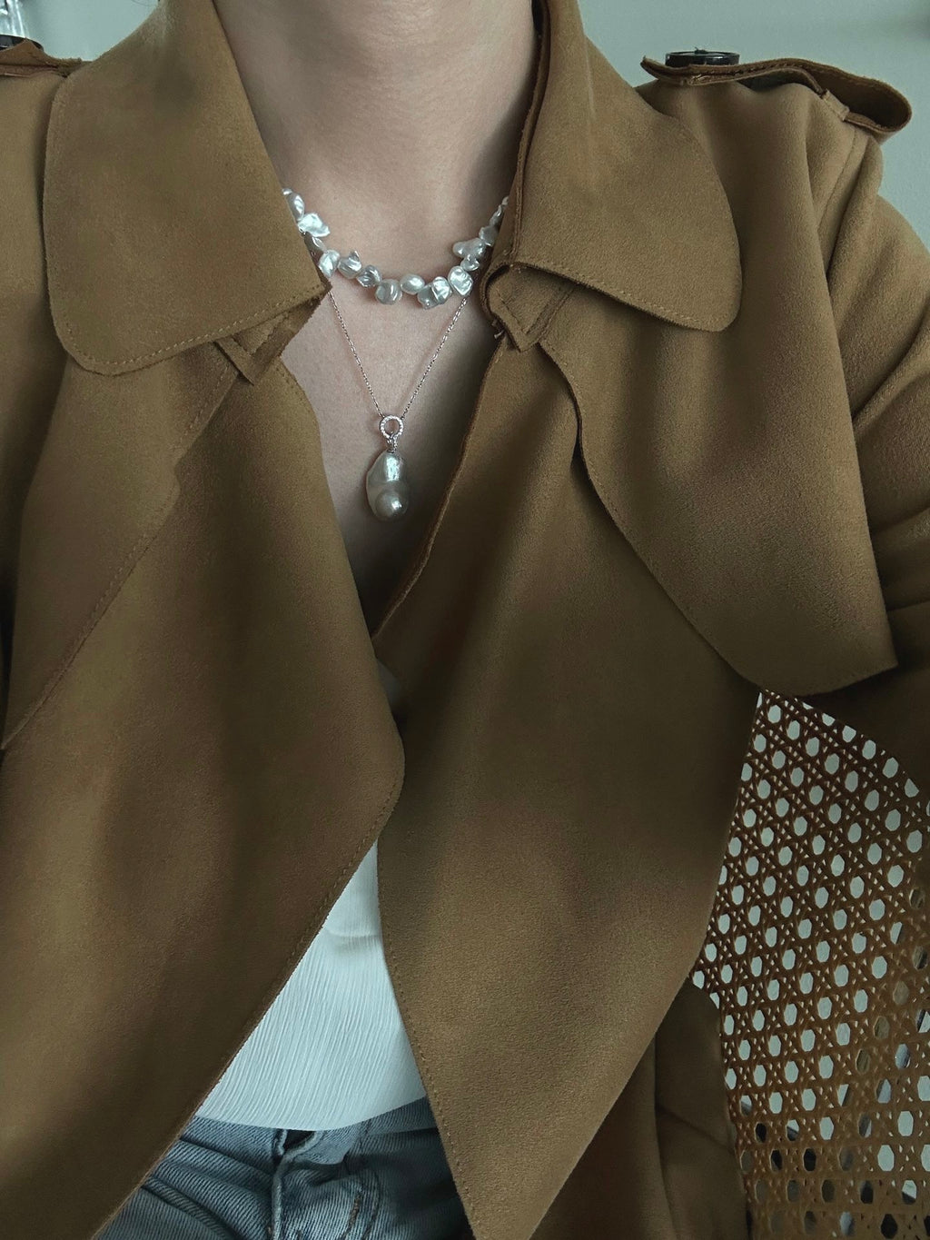 Double Halo Baroque Pearl Necklace