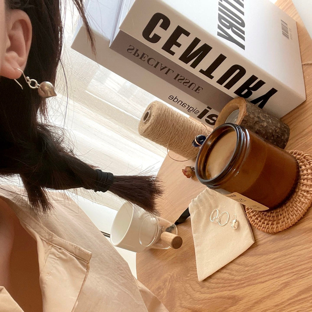 Silver Heart Drop Earrings