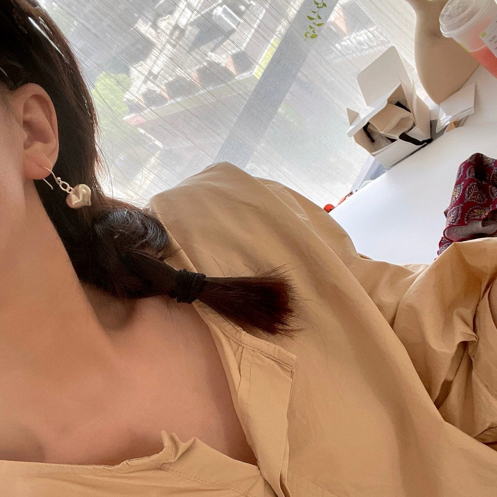 Silver Heart Drop Earrings