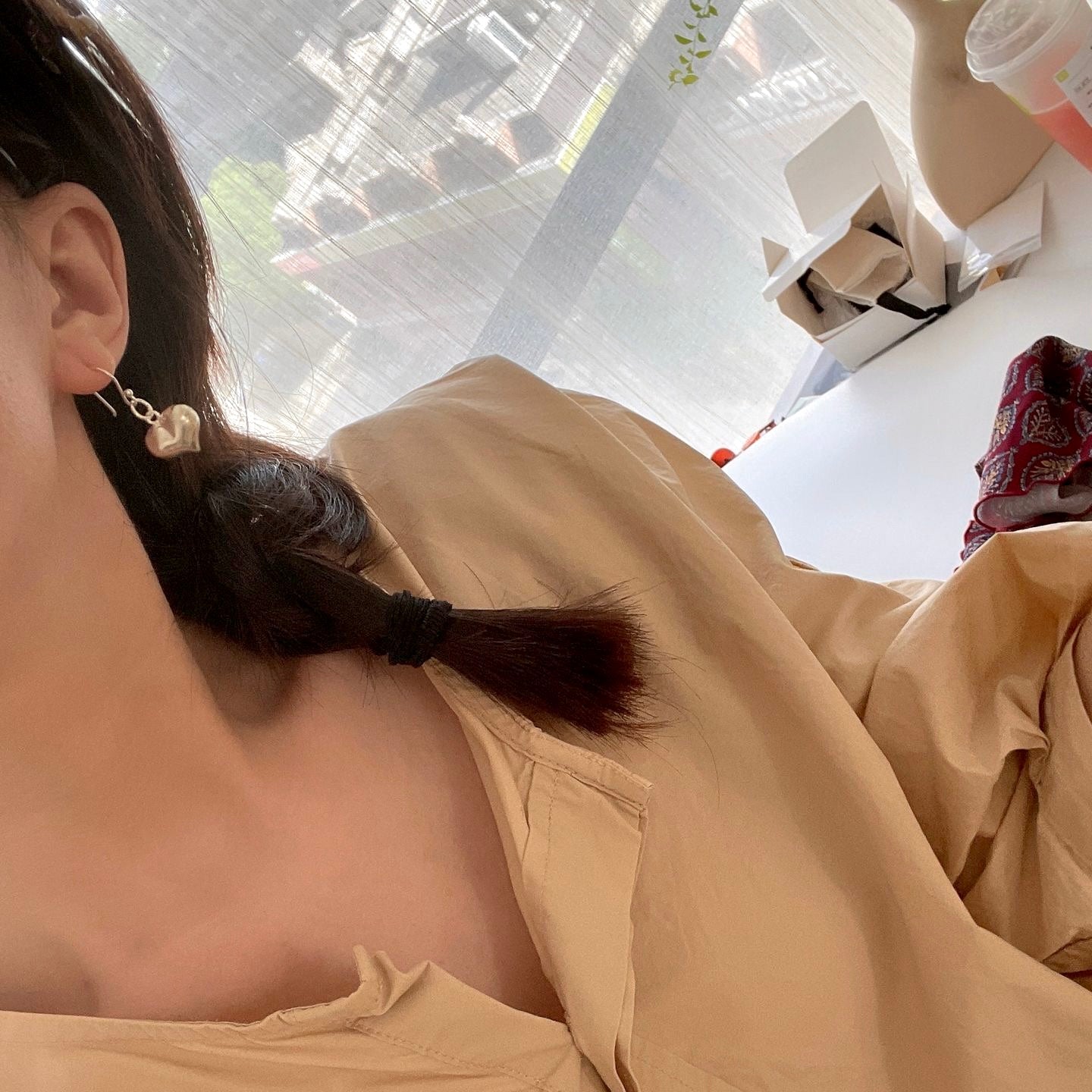 Silver Heart Drop Earrings