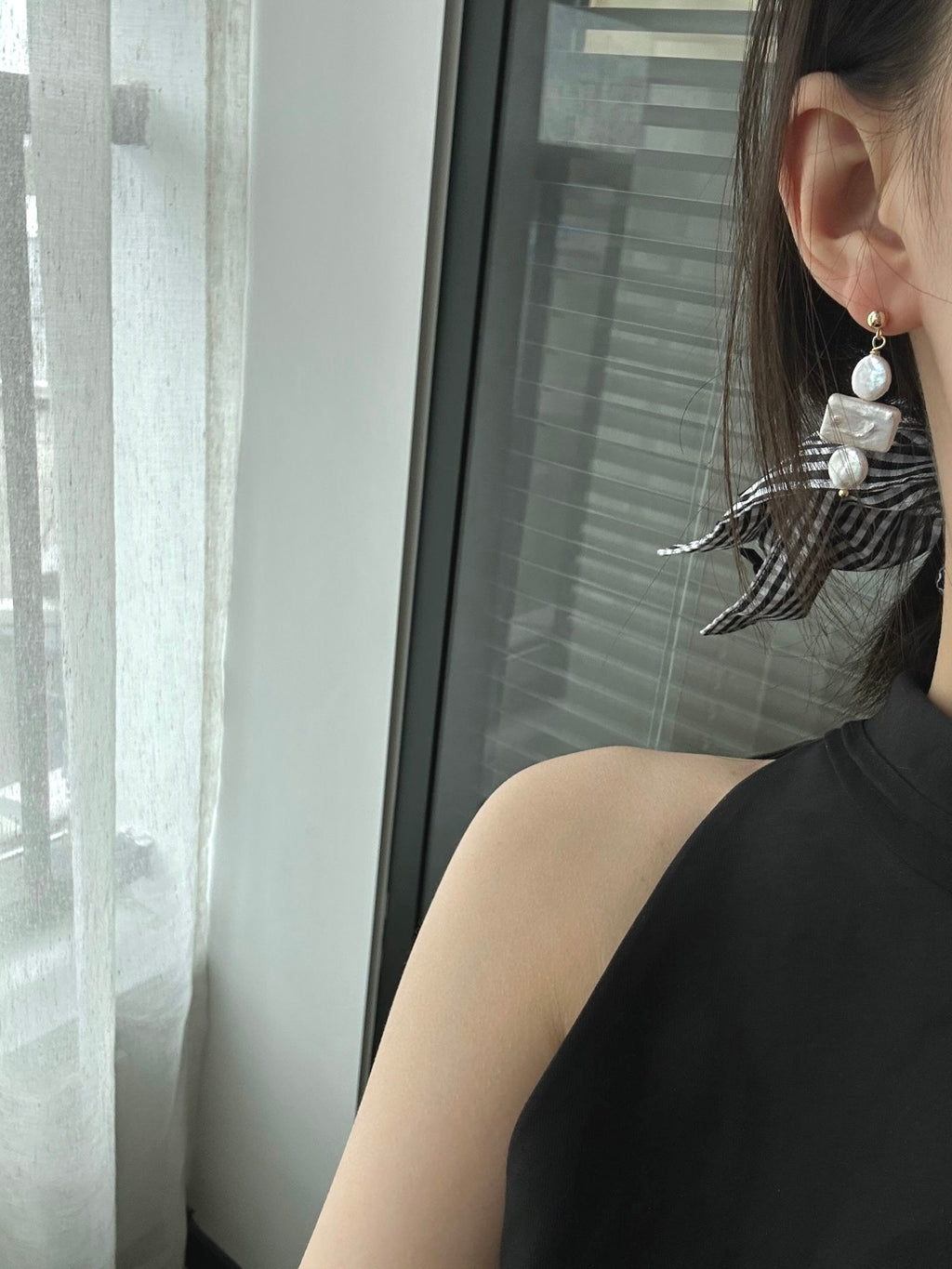 Geometric Baroque Pearl Earrings