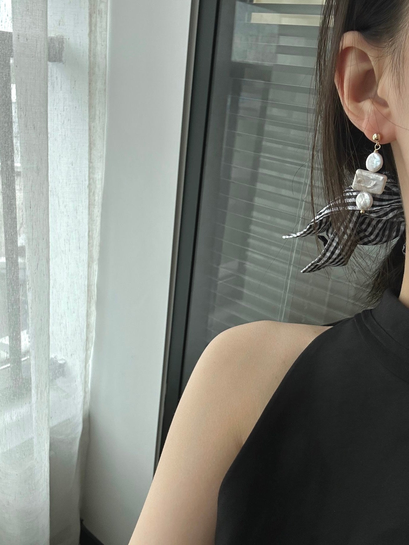 Geometric Baroque Pearl Earrings