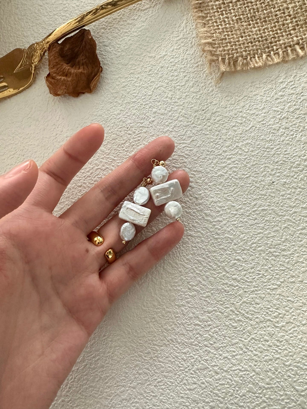 Geometric Baroque Pearl Earrings