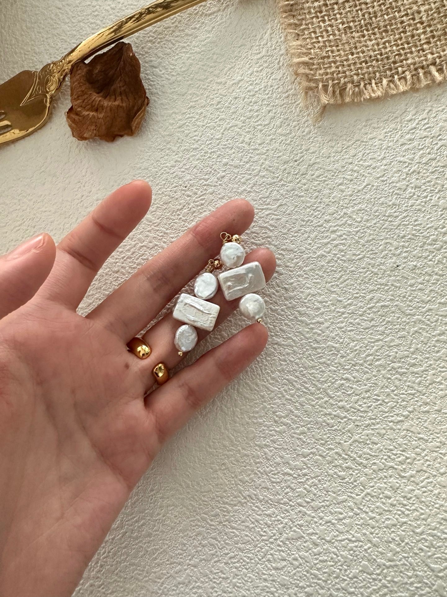 Geometric Baroque Pearl Earrings