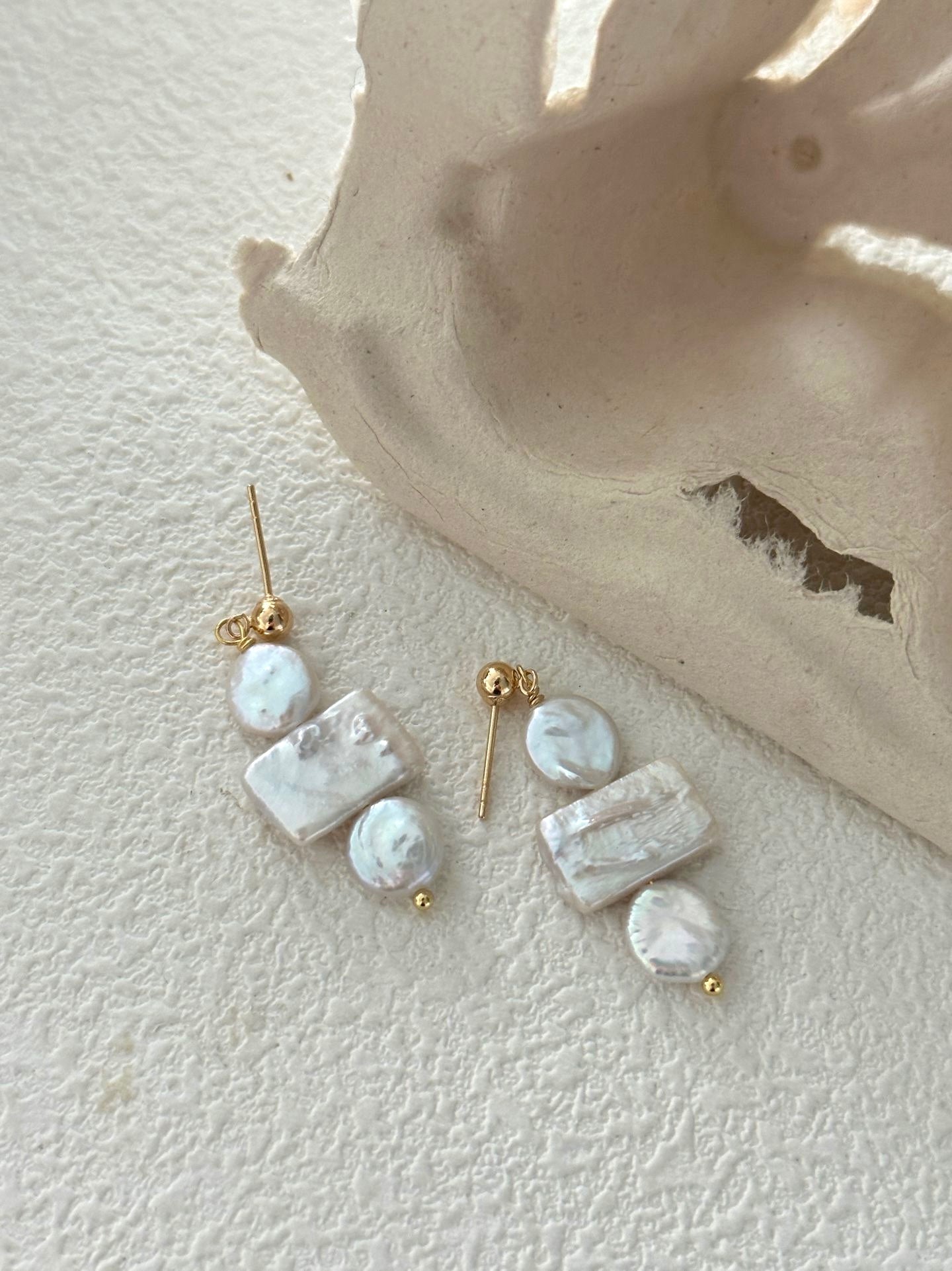 Geometric Baroque Pearl Earrings