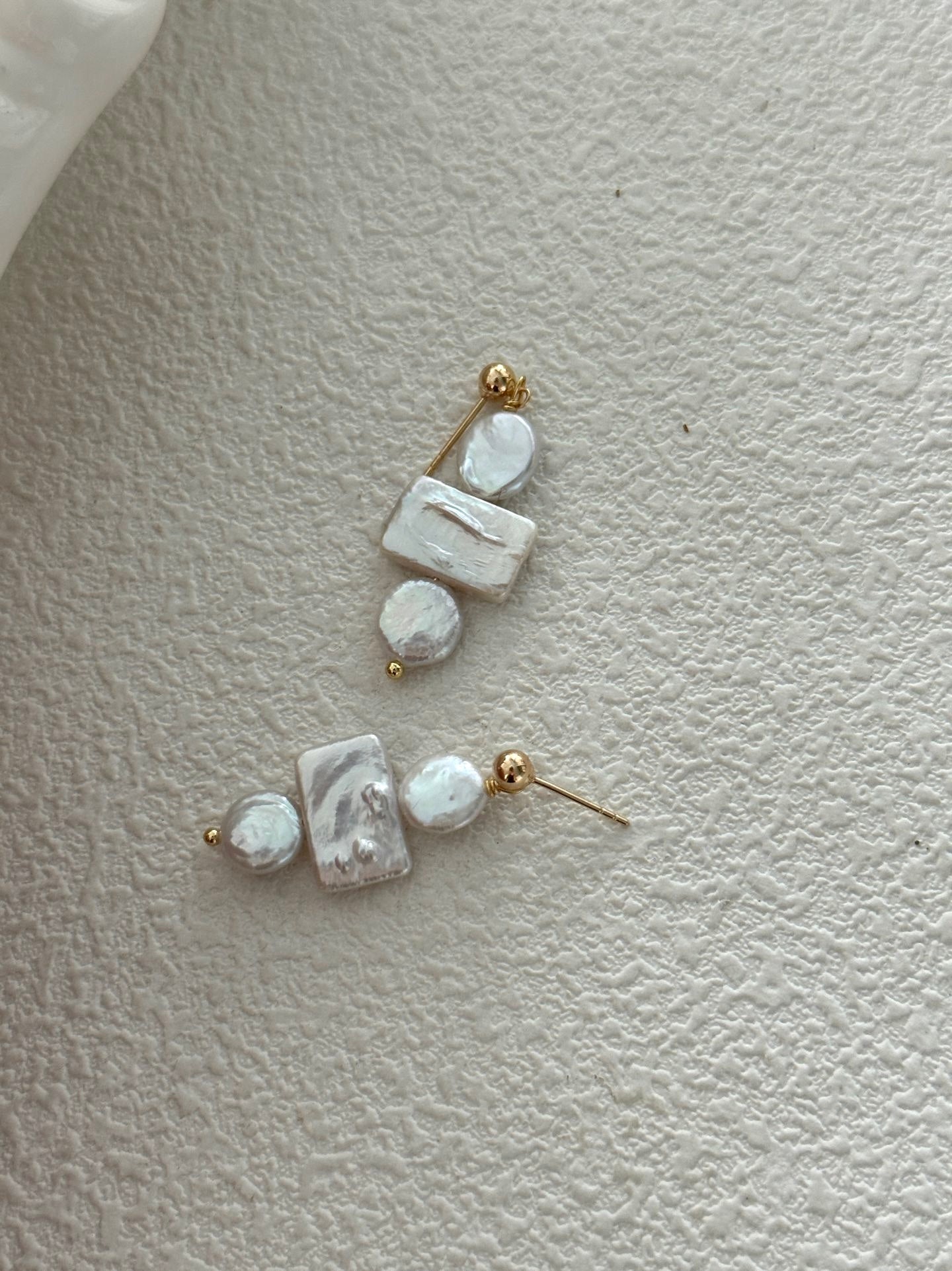 Geometric Baroque Pearl Earrings