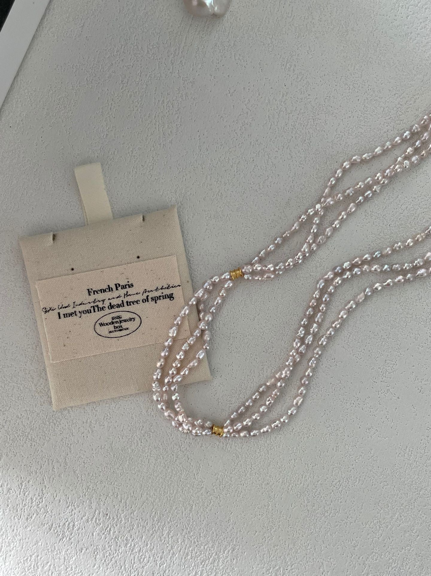 Fairy Pink Freshwater Triple Pearl Necklace