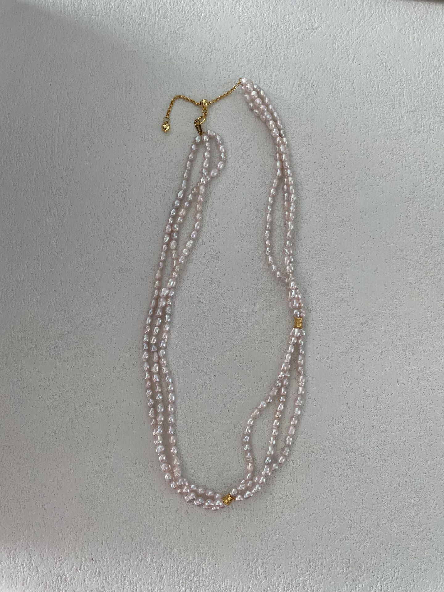 Fairy Pink Freshwater Triple Pearl Necklace