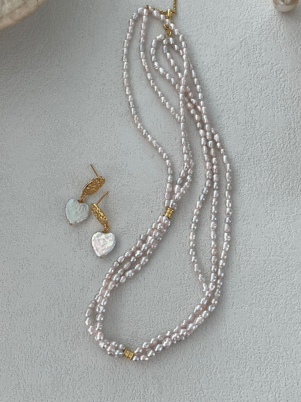 Fairy Pink Freshwater Triple Pearl Necklace
