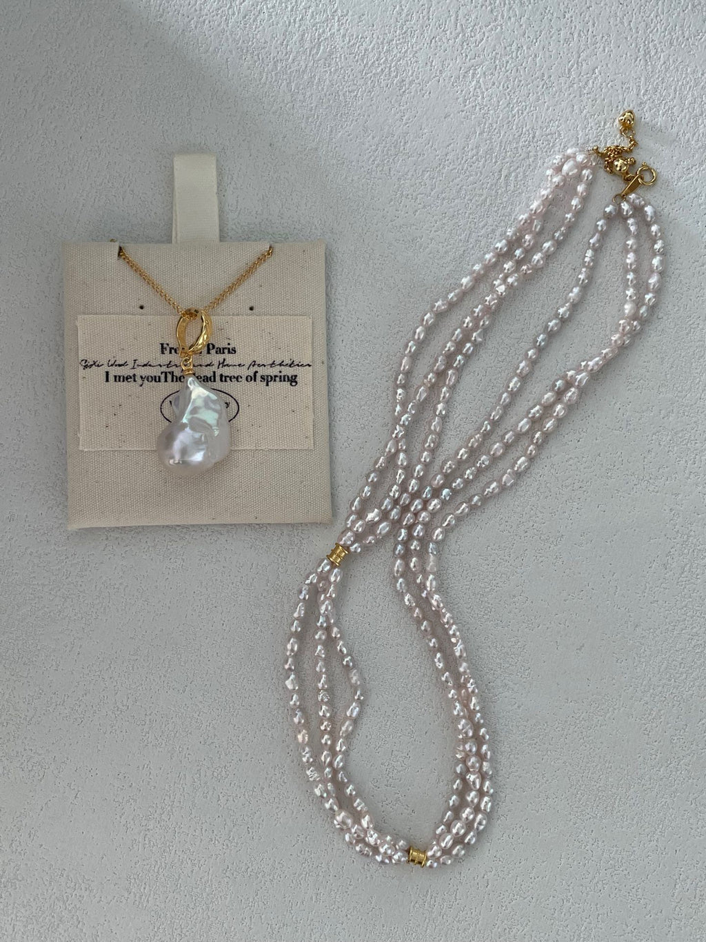Fairy Pink Freshwater Triple Pearl Necklace