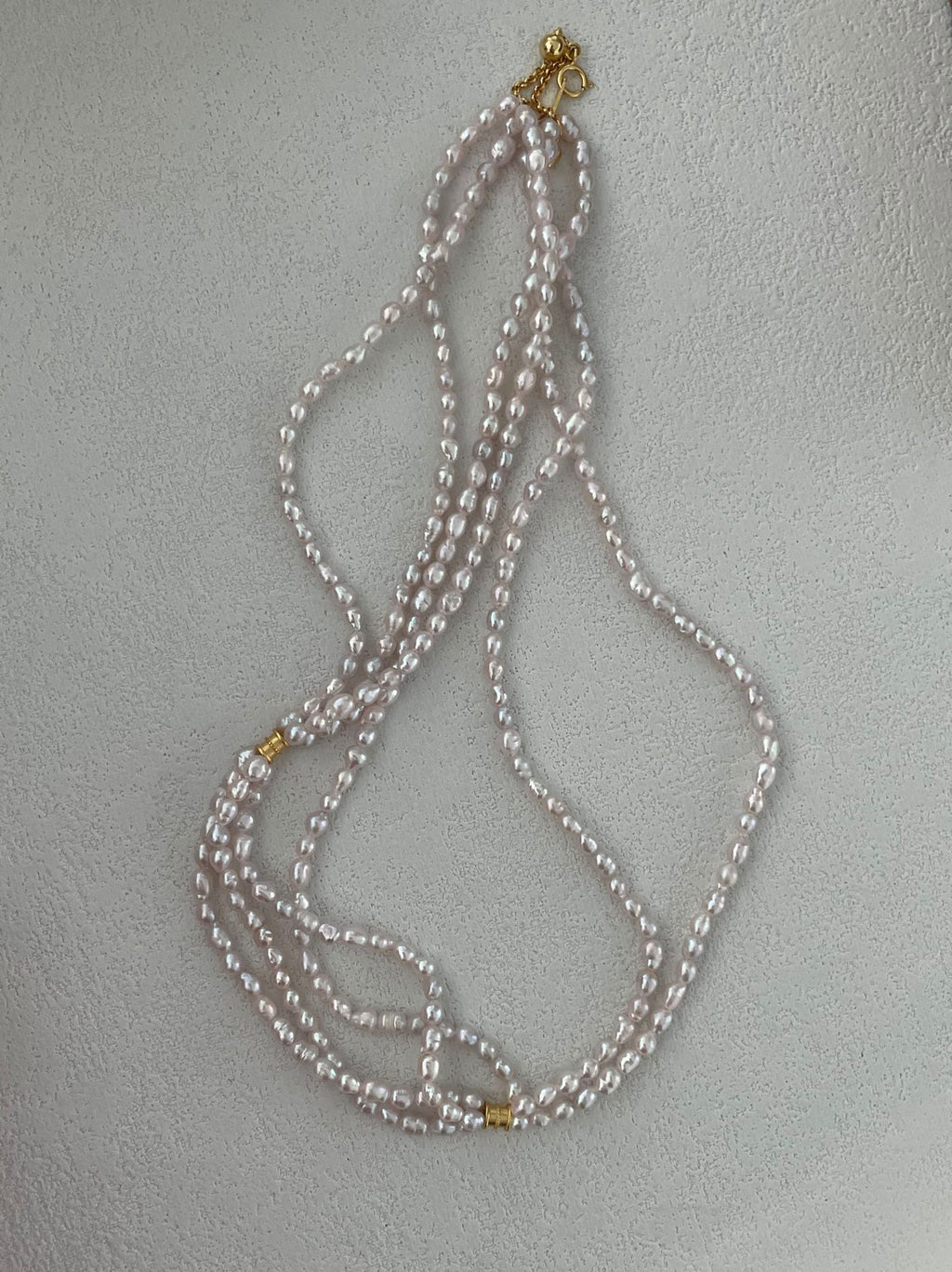 Fairy Pink Freshwater Triple Pearl Necklace