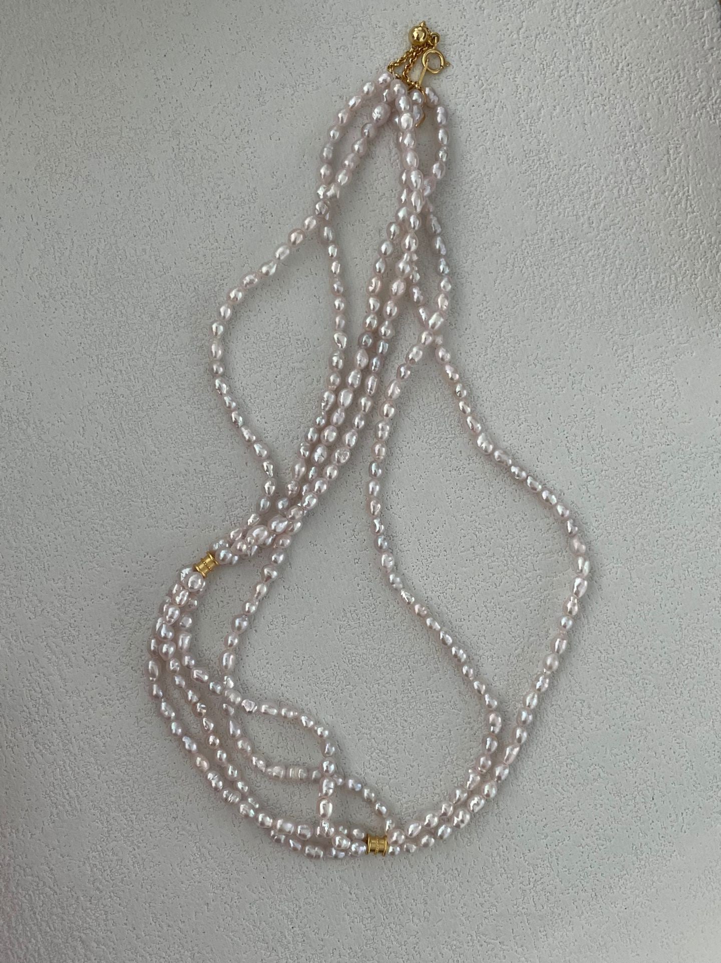 Fairy Pink Freshwater Triple Pearl Necklace
