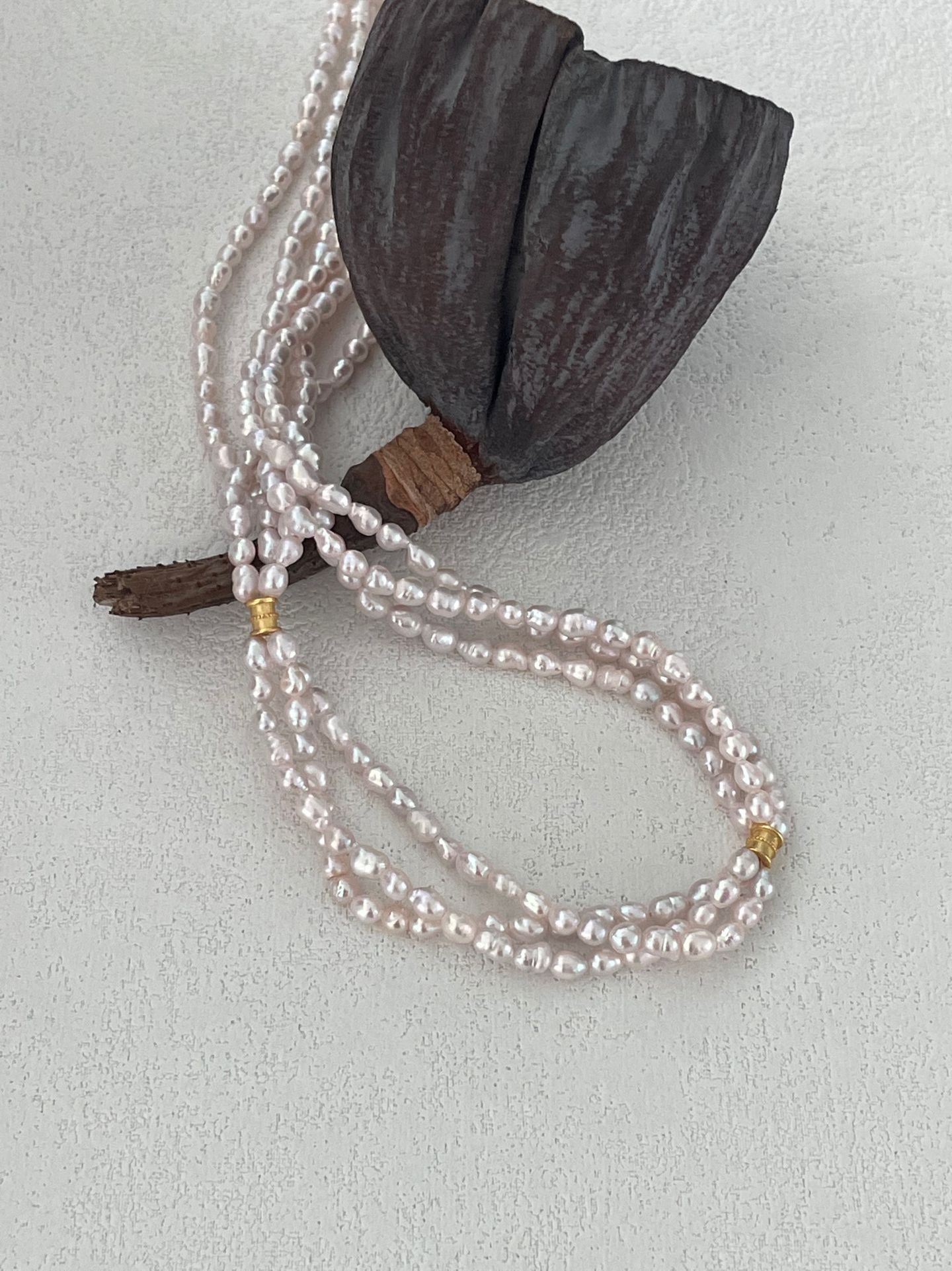 Fairy Pink Freshwater Triple Pearl Necklace