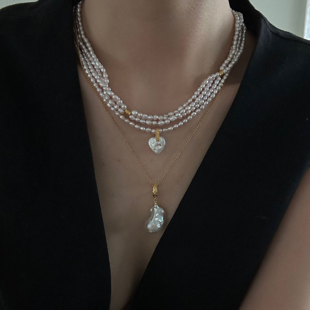 Fairy Pink Freshwater Triple Pearl Necklace