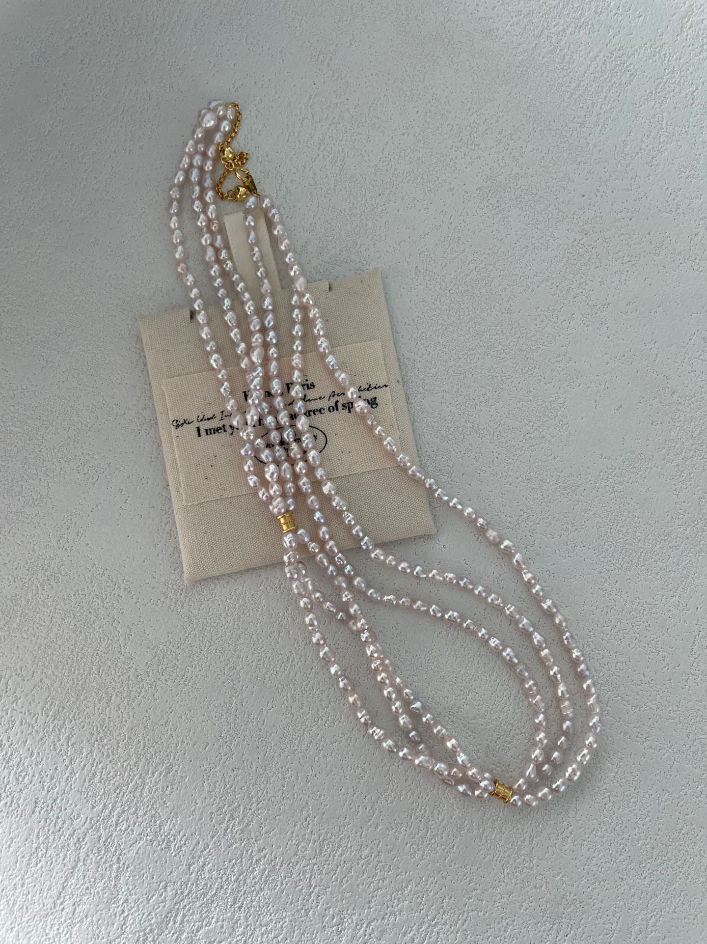 Fairy Pink Freshwater Triple Pearl Necklace