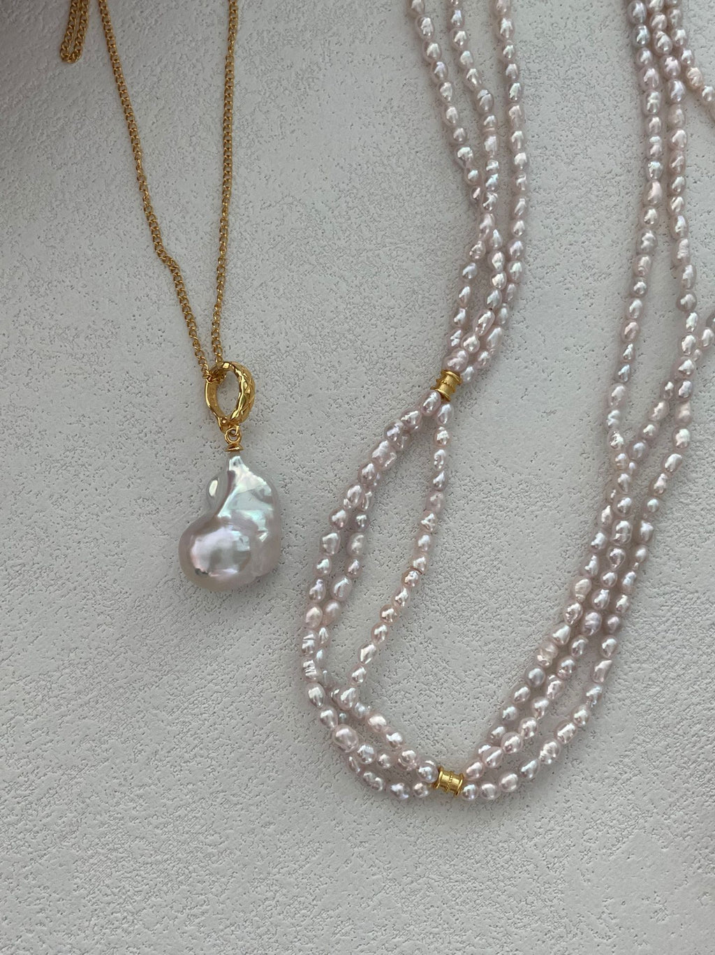 Fairy Pink Freshwater Triple Pearl Necklace