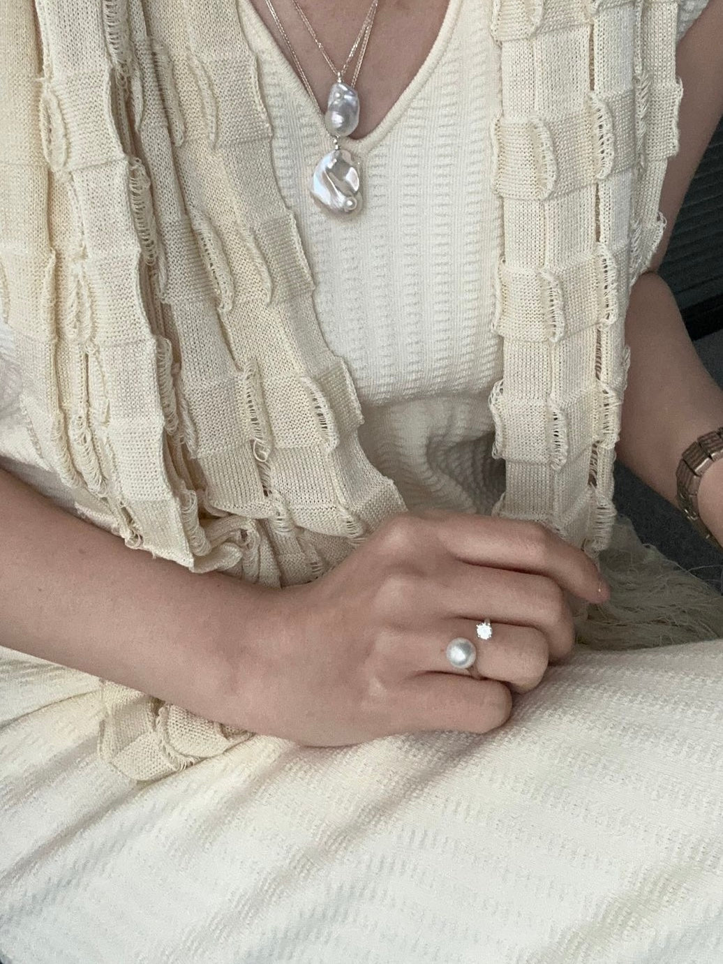 Luna Pearl Open Ring